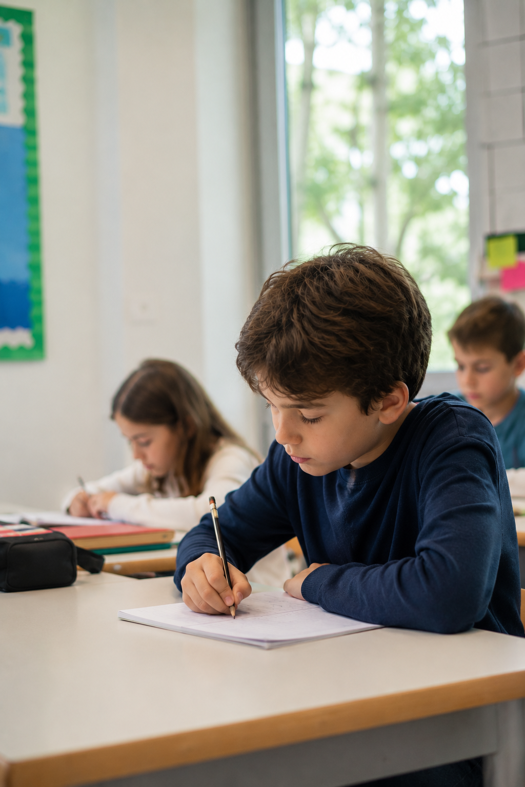 Alumno de Educación Primaria trabajando en el aula